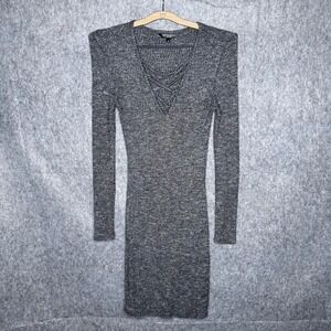 Christian‎ Siriano New York Heather Grey Rib Knit Sweater Dress- Sz S